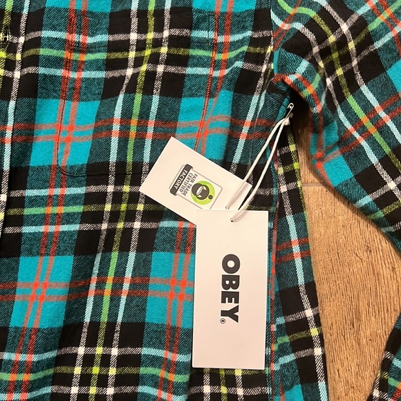 OBEY plaid shirt. Thick organic cotton. Great color pattern - Picture 2 of 6